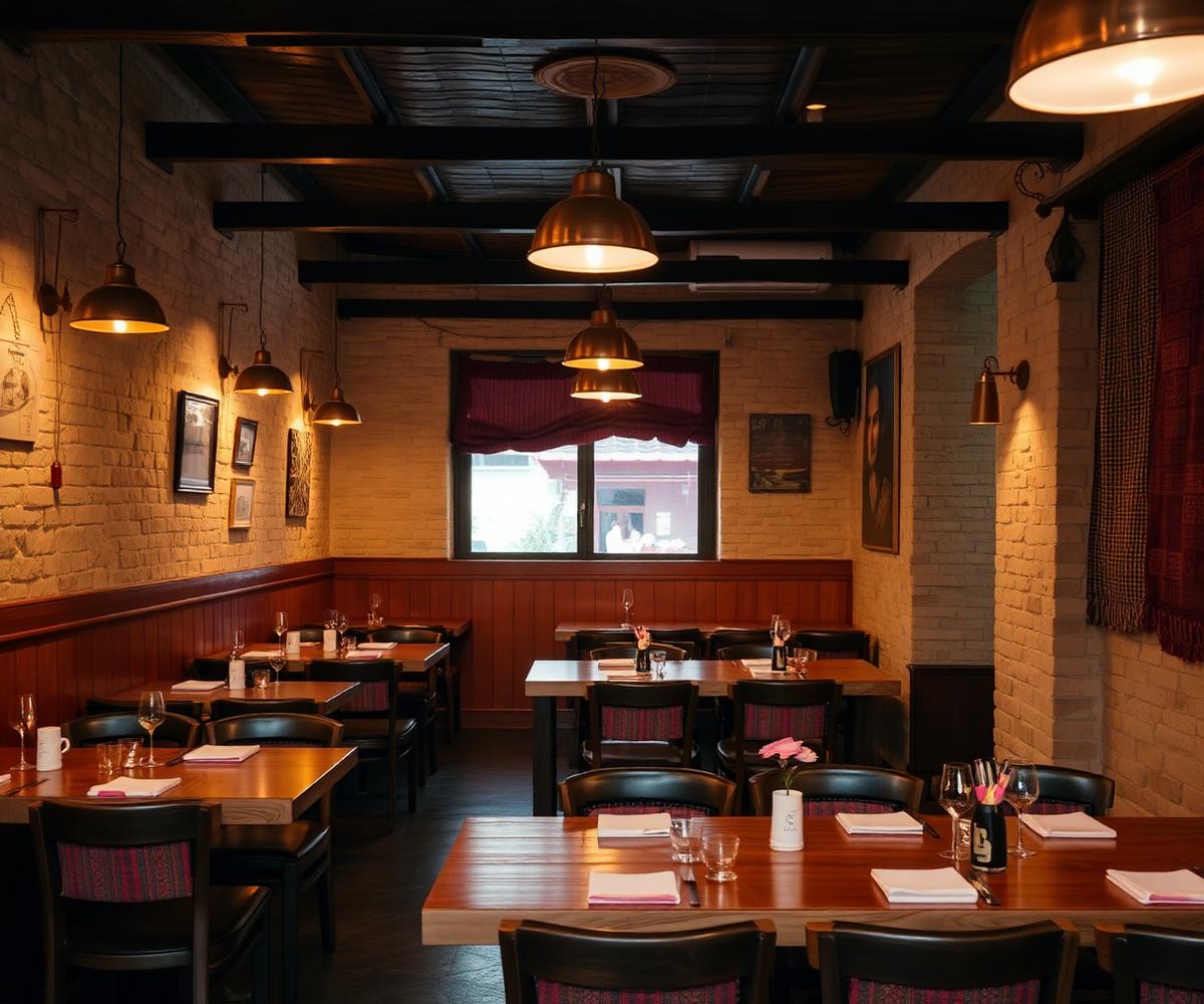 Warm timber and copper dining room at Local Thakali, Gairidhara